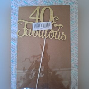 Gold '40 & Fabulous' Cake Topper